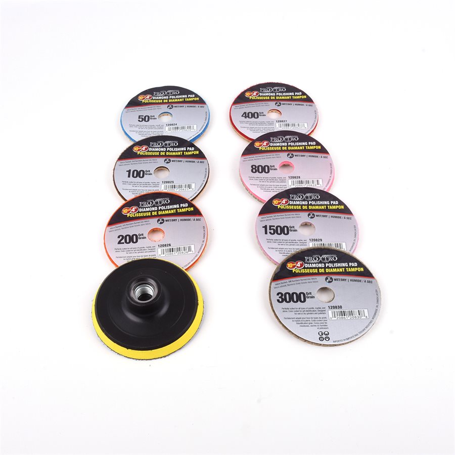 Diamond Polishing Pads & Adapter (8-Piece)