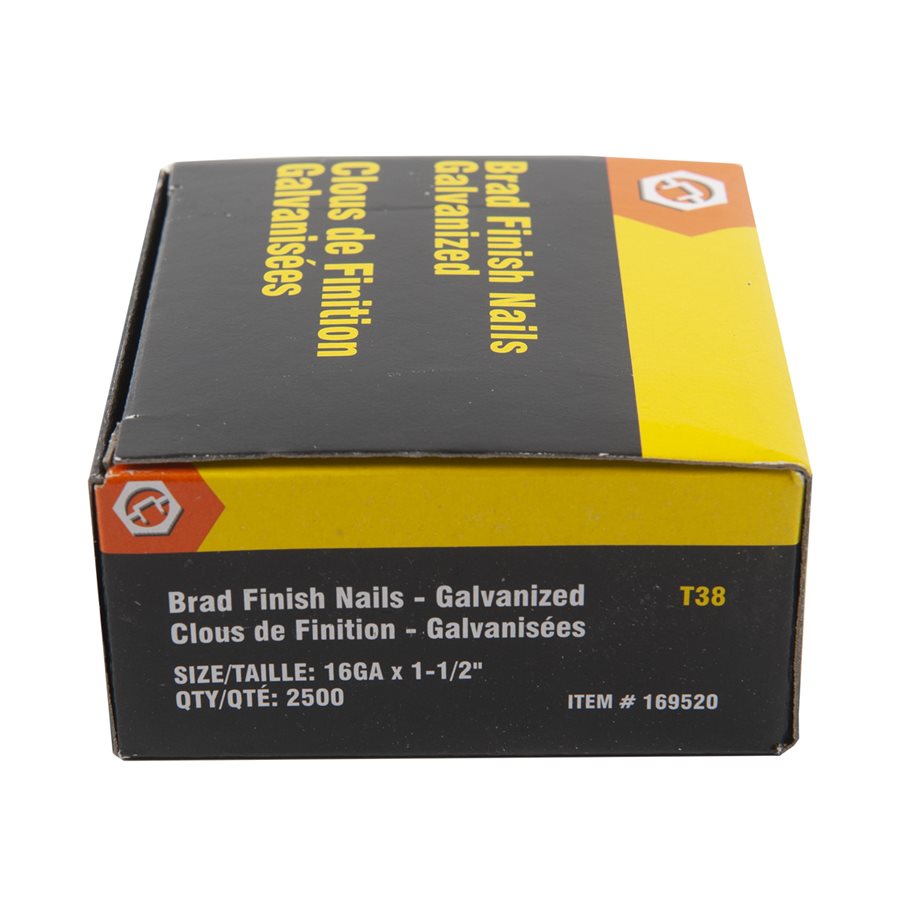 Galvanized Brad Nails 16-Gauge, 1 1/2" (Pack of 2500)