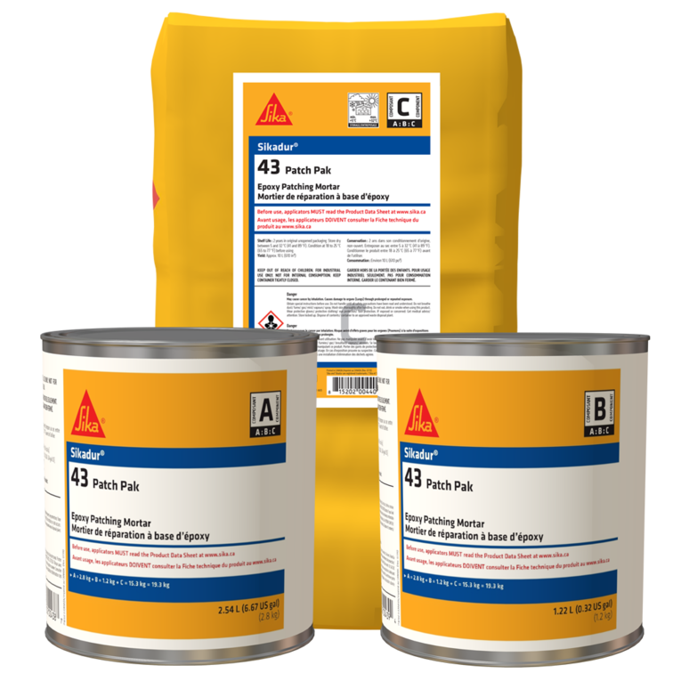 Epoxy Patching Mortar Sikadur-43 Grey Part A + B + C - 42.5 lb