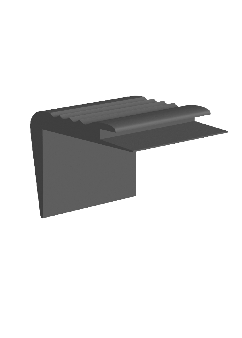 Carpet Stair Nose Vinyl with 3/16" (4.8 mm) Carpet Insert #7 Charcoal - 1-1/2" (38.1 mm) x 2-1/4" x 12'