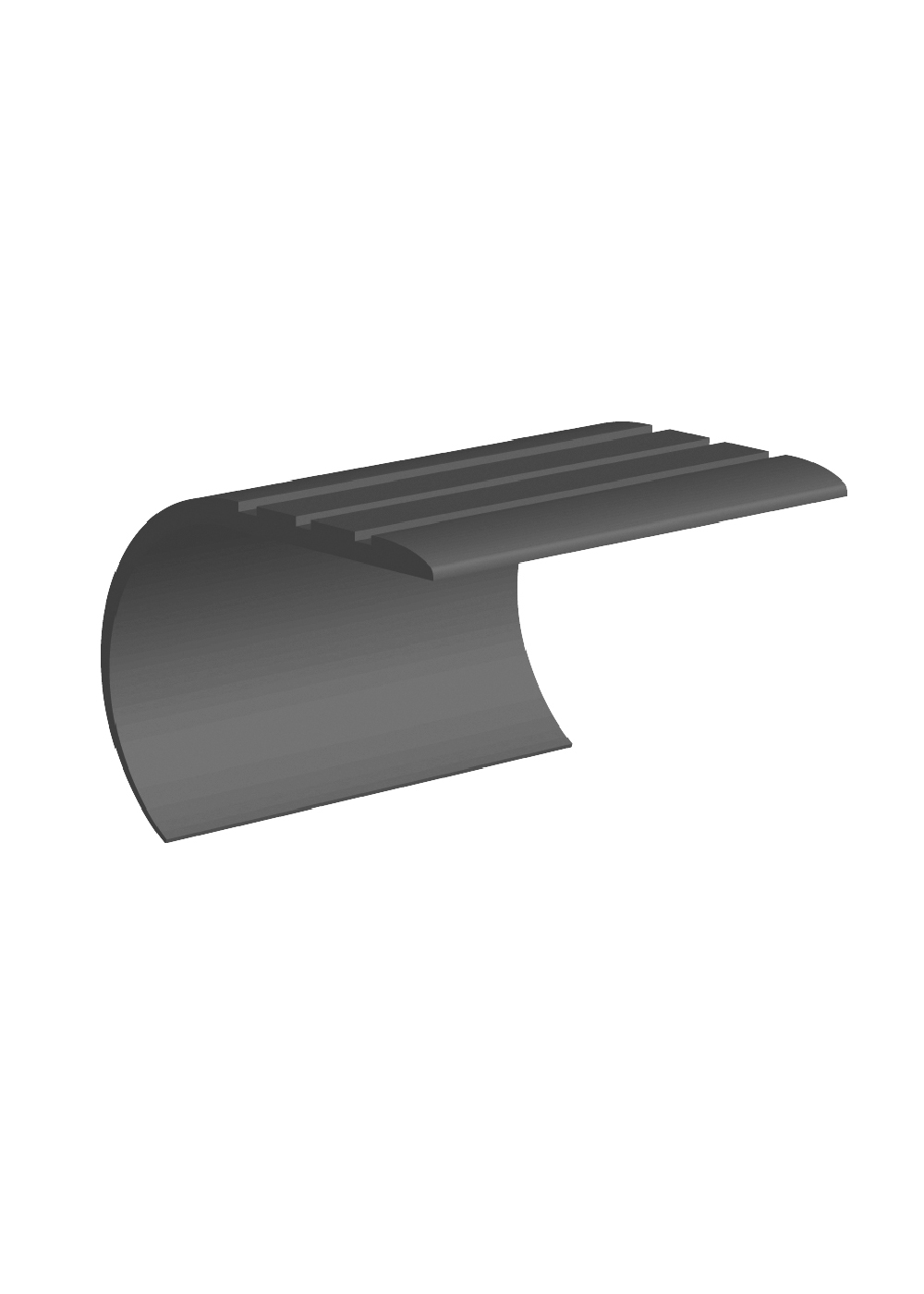 Nez de marche à chevauchement en vinyle avec face arrondie (Bullnose) #9 Grey - 1-1/4" (31.8 mm) x 1-3/4" x 12'