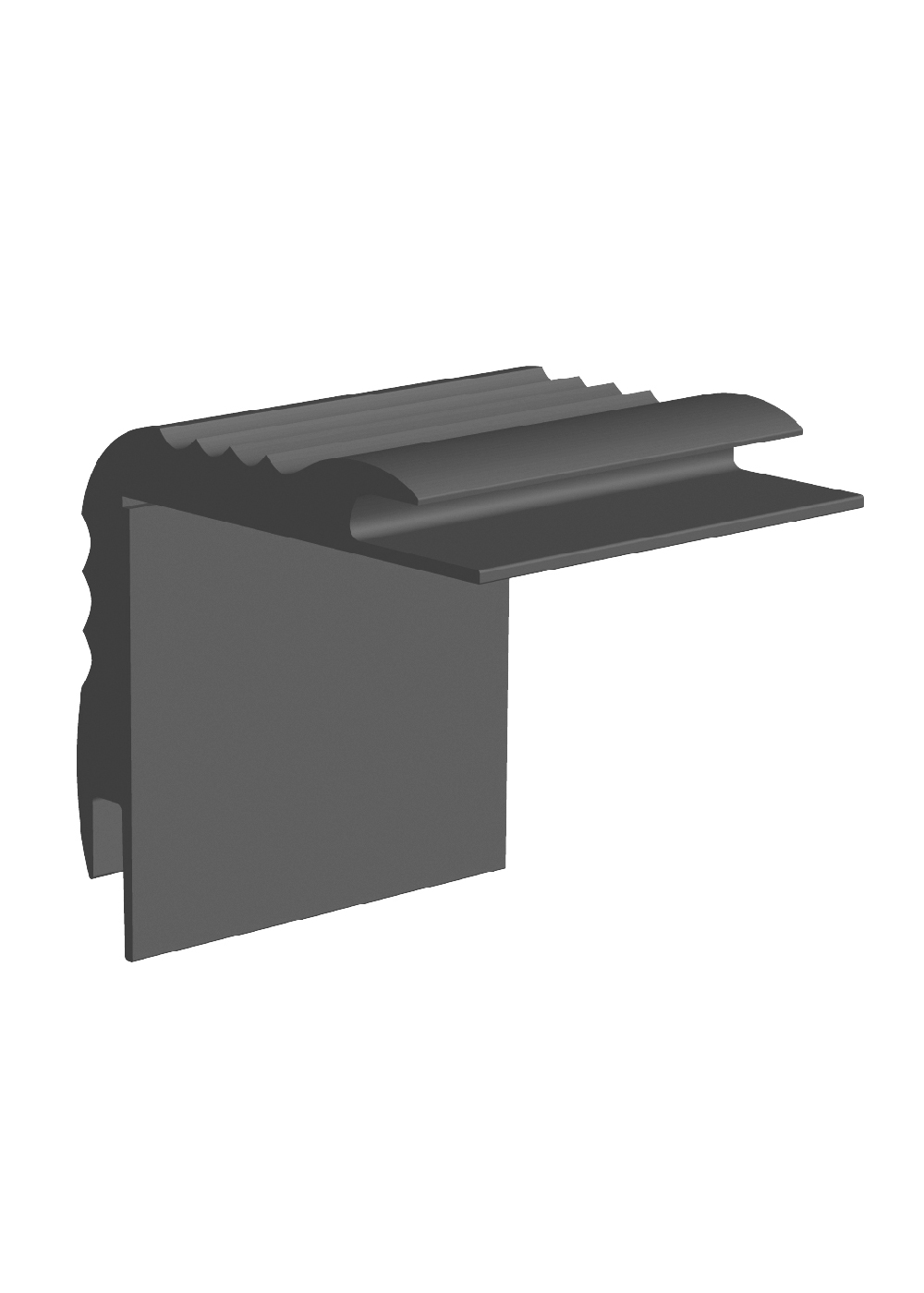 Carpet Stair Nose Vinyl with 3/16" (4.8 mm) Carpet Double Insert #1 Black - 1-7/8" (47.6 mm) x 2" x 12'