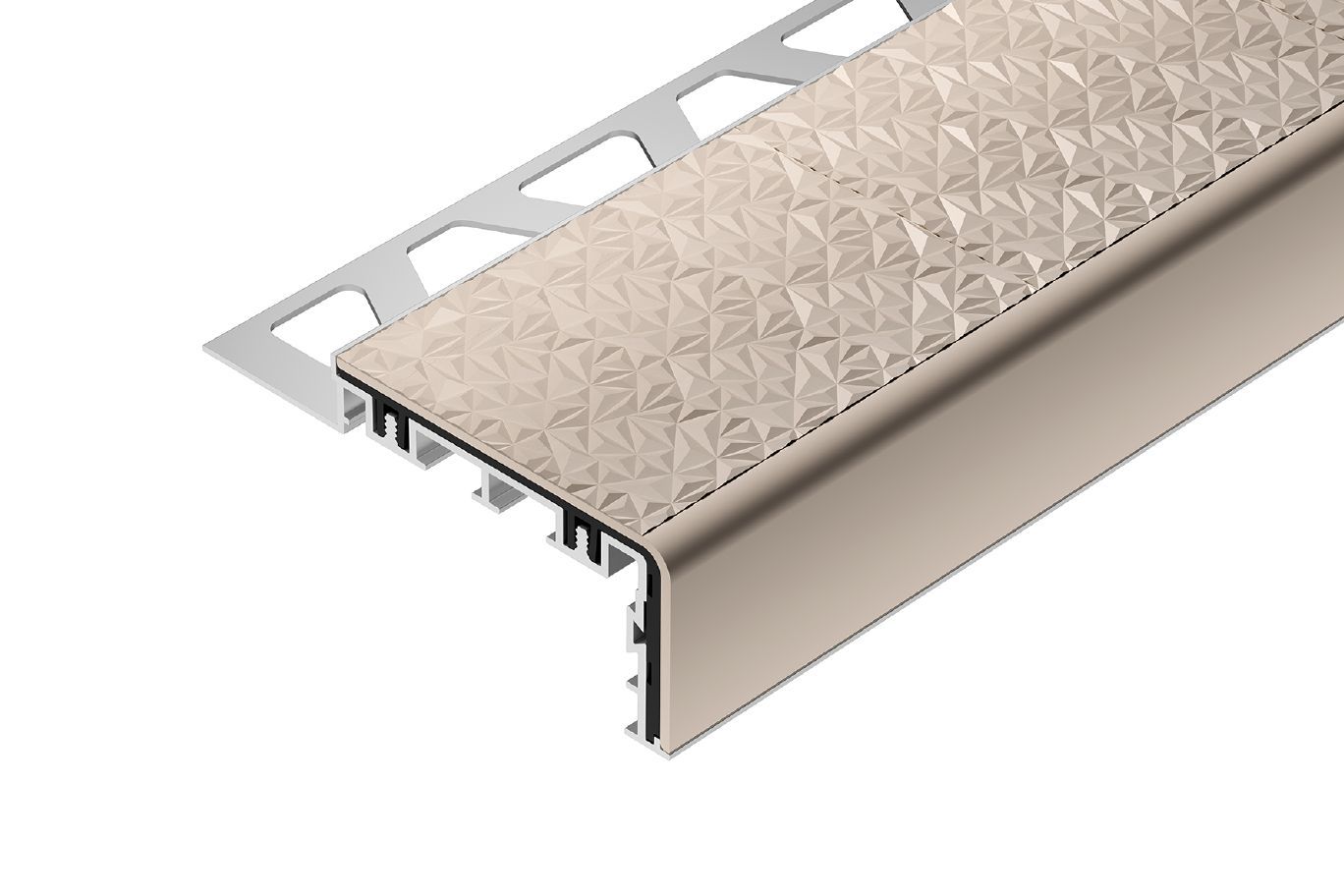 Schluter - TREP-V 60 Stair Nose Profile Anodized Aluminum with PVC Slip ...