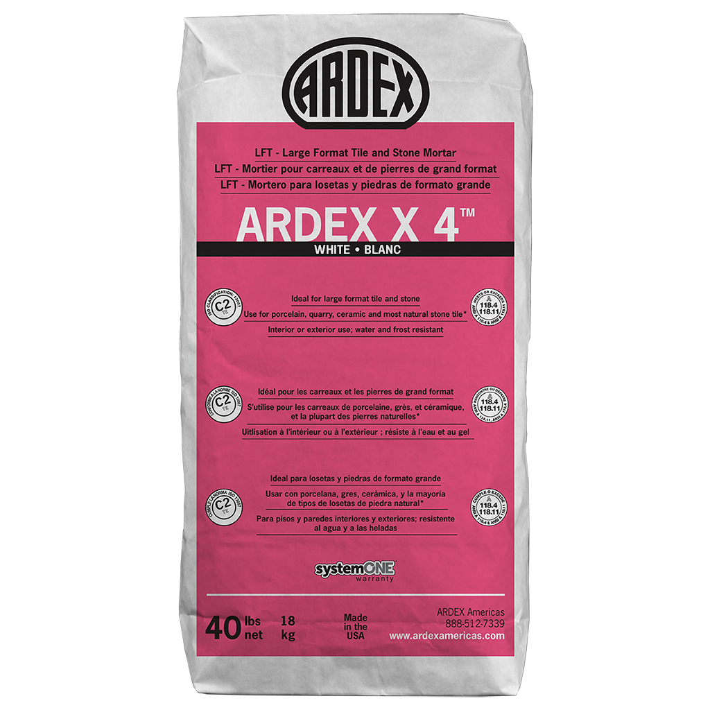 X 4 Large Format Tile & Stone Mortar, White - 40 lb