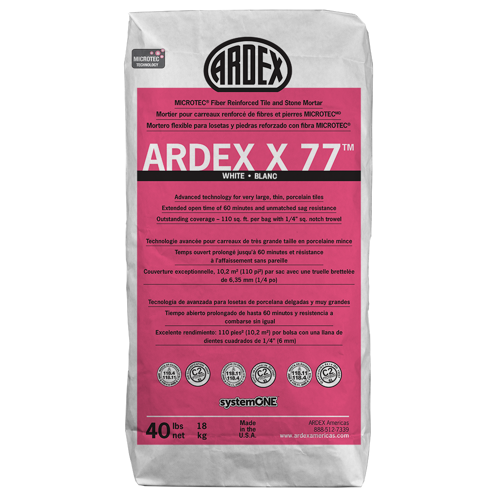 X 77 MICROTEC Fiber Reinforced Tile & Stone Mortar, White - 40 lb