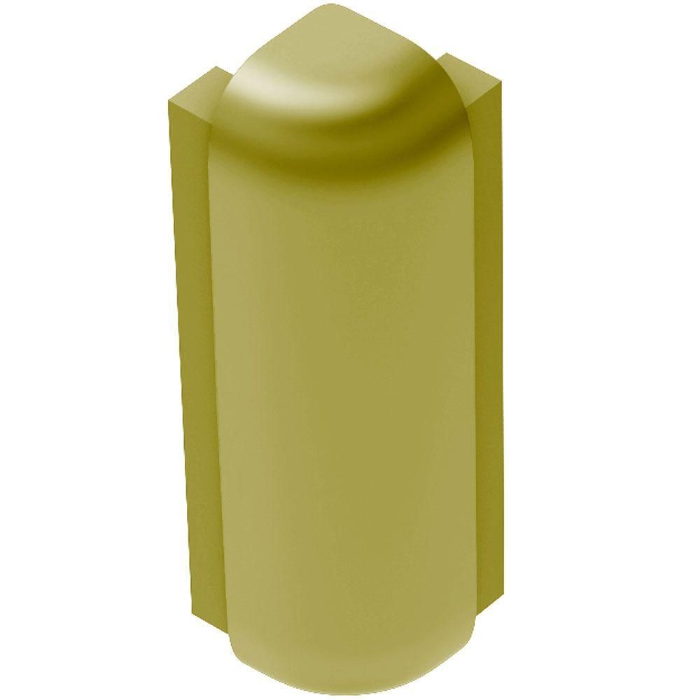 RONDEC-STEP Outside Corner 90° with 2-1/4" Vertical Leg Anodized Aluminum Satin Brass 5/16" (8 mm)