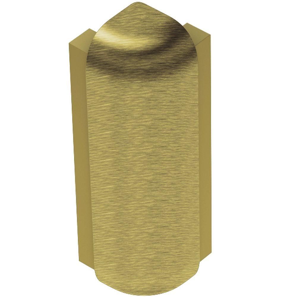 RONDEC-STEP Outside Corner 90° with 2-1/4" Vertical Leg Anodized Aluminum Brushed Brass 5/16" (8 mm)