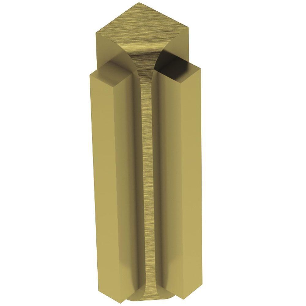 RONDEC-STEP Coin intérieur 90° avec ailette verticale de 2-1/4" Aluminium anodisé Laiton brossé 5/16" (8 mm)