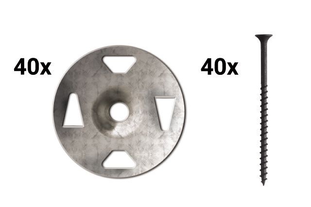 KERDI-BOARD-ZS/-ZT Screws and Washers - Galvanized Steel 1-5/8" (Pack of 40)