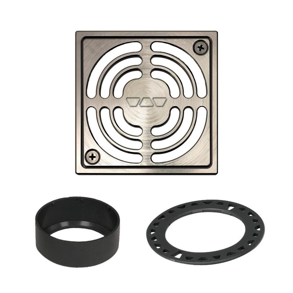 KERDI-DRAIN Ensemble de grille carrée Contour Aluminium anodisé Nickel brossé 4"