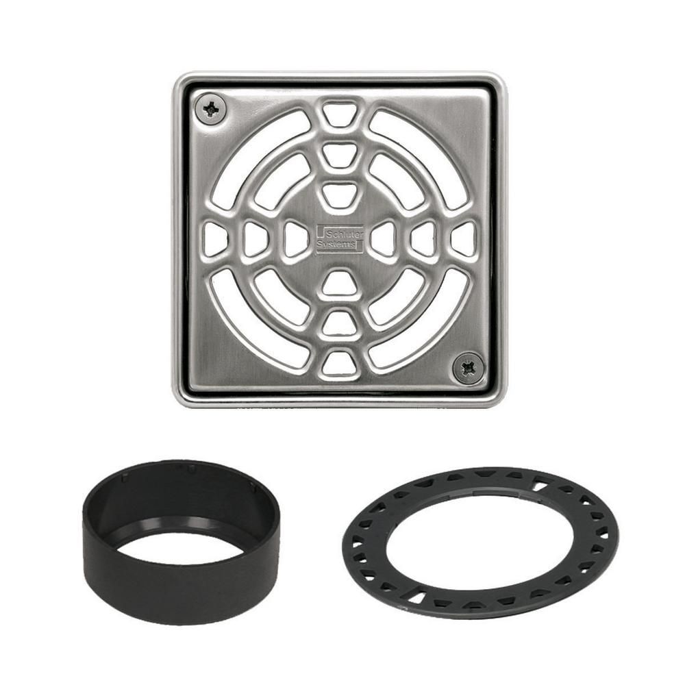 KERDI-DRAIN Square Grate Kit Classic Stainless Steel (V2) 4"