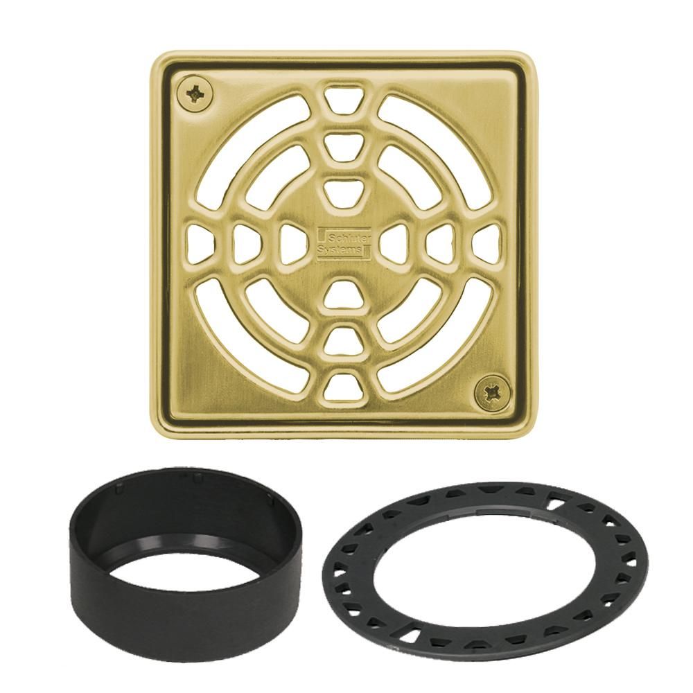 KERDI-DRAIN Square Grate Kit Classic Stainless Steel (V2) Classic Gold 4"