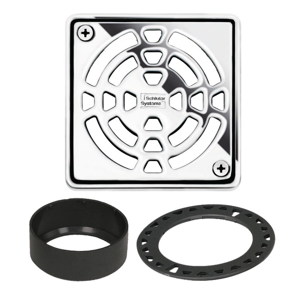 KERDI-DRAIN Ensemble de grille carrée Classic Acier inoxydable (V2) Chrome 4"