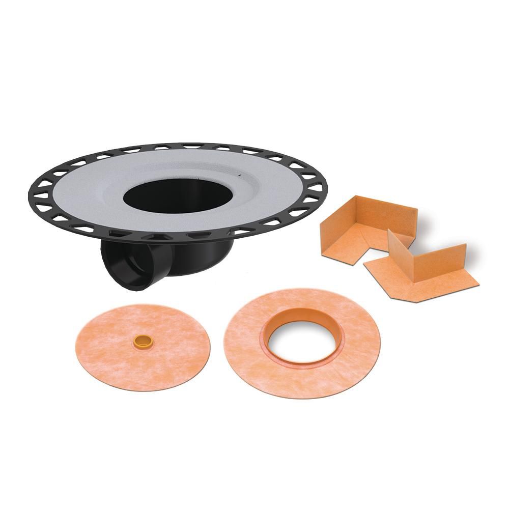 KERDI-DRAIN-H Ensemble de bride avec sortie horizontale avec coins et manchons ABS