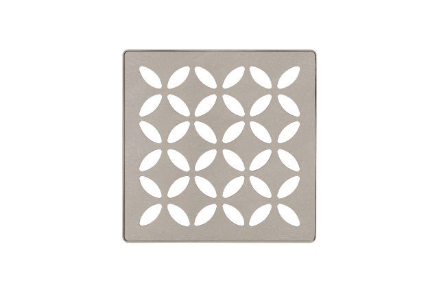 KERDI-DRAIN Square Grate Kit Floral Stainless Steel (V2) Stone Grey 4"
