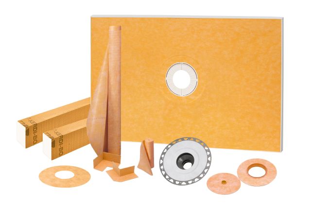 KERDI-SHOWER-KIT Ensemble de douche avec position de sortie centrée sans gille avec 2" PVC bride 48" x 72"