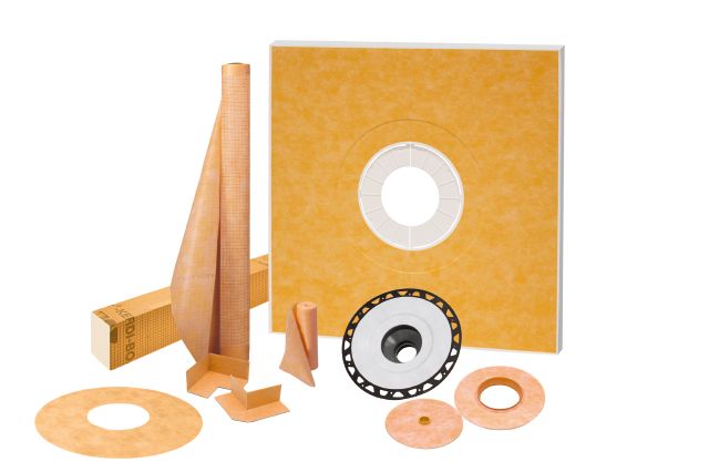 KERDI-SHOWER-KIT Ensemble de douche avec position de sortie centrée sans gille avec 2" ABS bride 48" x 48"