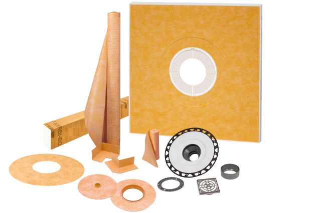 KERDI-SHOWER-KIT Shower Kit with Center Outlet Position with 2" ABS Flange and Stainless Steel Grate 48" x 48"