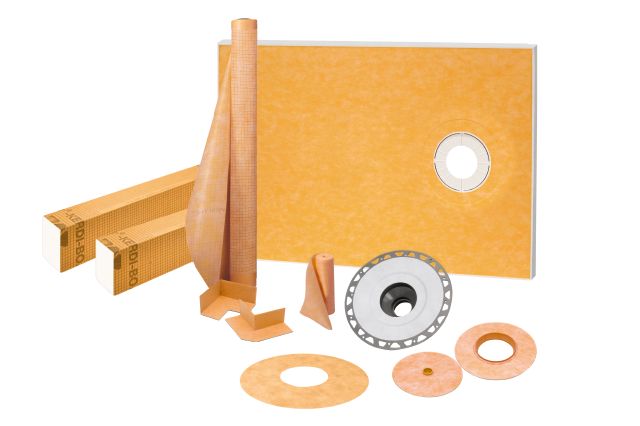 KERDI-SHOWER-KIT Ensemble de douche avec position de sortie décentrée sans gille avec 2" PVC bride 38" x 60"