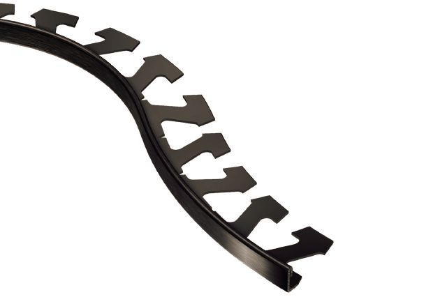 SCHIENE Floor/Wall Radius Edge Profile with Minimum Reveal Anodized Aluminum Brushed Graphite 5/16" (8 mm) x 8' 2-1/2"