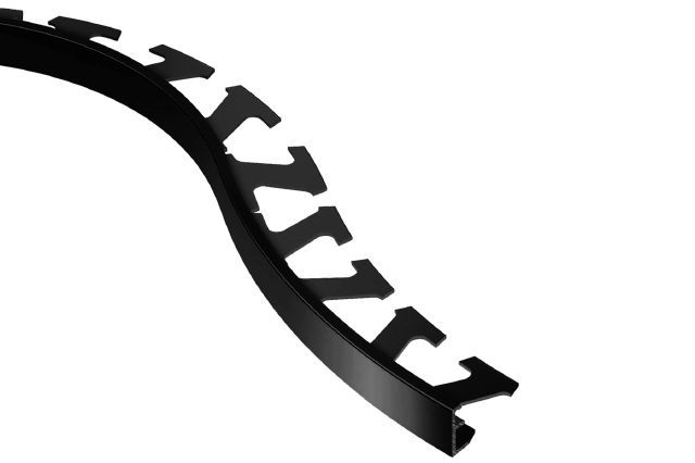 SCHIENE Floor/Wall Radius Edge Profile with Minimum Reveal Anodized Aluminum Bright Black 5/16" (8 mm) x 8' 2-1/2"