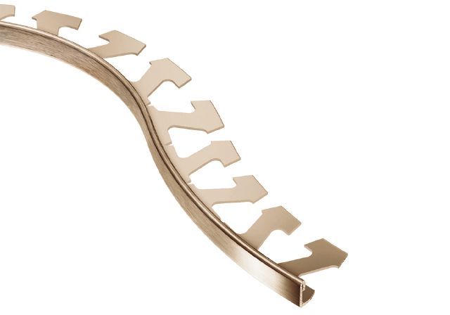 SCHIENE Floor/Wall Radius Edge Profile with Minimum Reveal Anodized Aluminum Brushed Copper 5/16" (8 mm) x 8' 2-1/2"