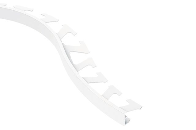 SCHIENE Wall Radius Edge Profile with Minimum Reveal Aluminum Bright White 5/16" (8 mm) x 8' 2-1/2"