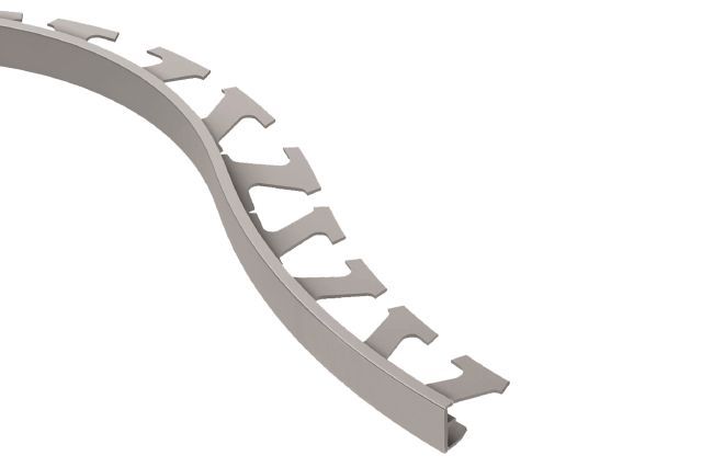 SCHIENE Profilé de bordure de mur flexible avec rebord minimal Aluminium Gris 5/16" (8 mm) x 8' 2-1/2"