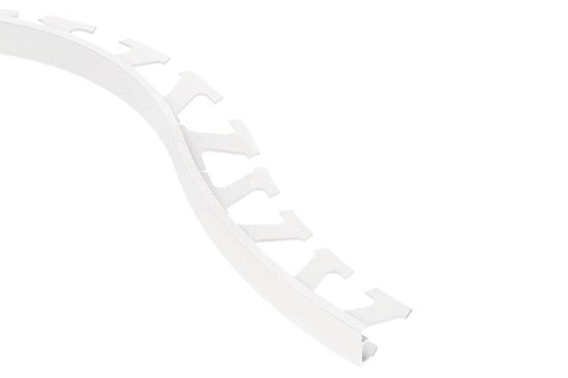 SCHIENE Wall Radius Edge Profile with Minimum Reveal Aluminum Satin White 5/16" (8 mm) x 8' 2-1/2"