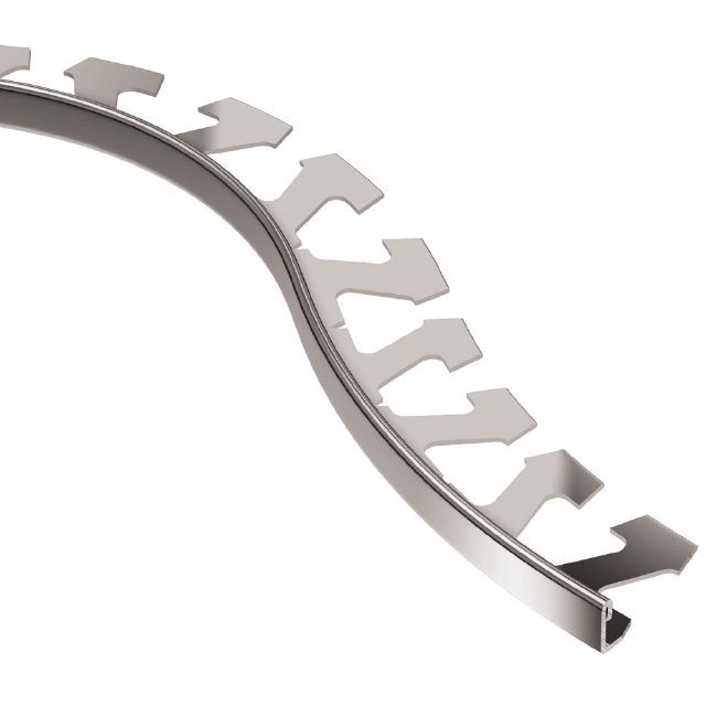 SCHIENE Floor/Wall Radius Edge Profile with Minimum Reveal Stainless Steel (V4) 7/16" (11 mm) x 8' 2-1/2"