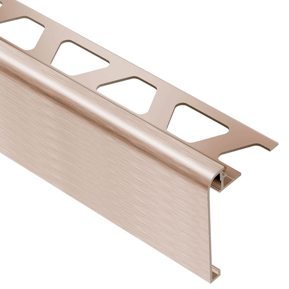 RONDEC-STEP Profilé de finition et protection des rebords avec ailette verticale de 2-1/4" Aluminium anodisé Cuivre brossé 5/16" (8 mm) x 8' 2-1/2"