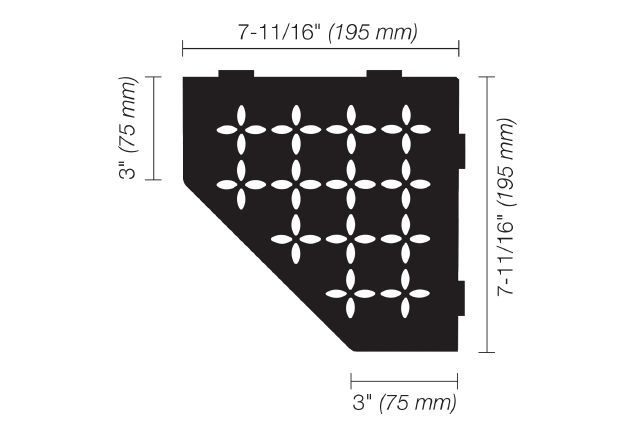 SHELF-E Étagère de coin pentagonale modèle Floral Aluminium Noir mat