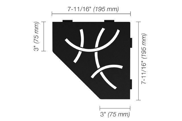 SHELF-E Étagère de coin pentagonale modèle Curve Aluminium Noir mat