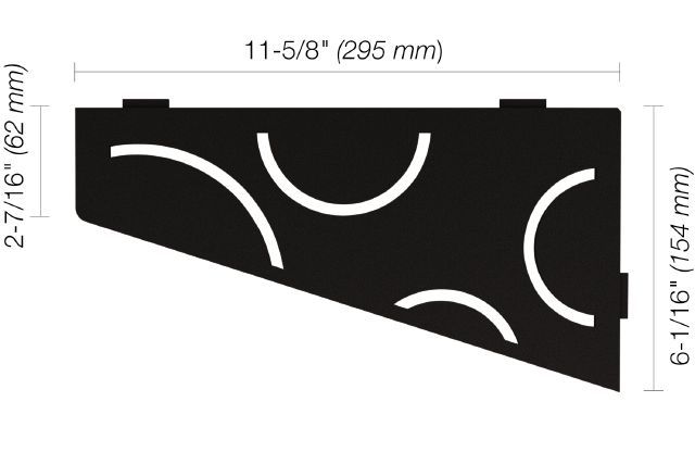 SHELF-E Quadrilateral Corner Shelf Curve Design Aluminum Satin Black