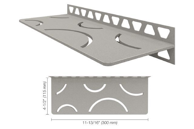 SHELF-W Rectangular Wall Shelf Curve Design Aluminum Stone Grey