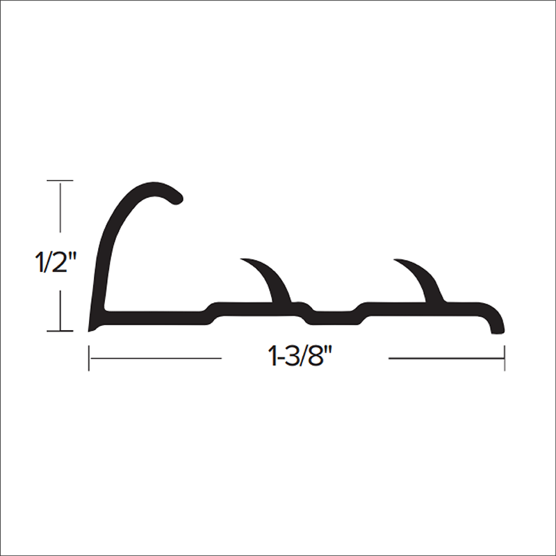 Pinned Carpet Gripper CM 104 Hammered Aluminum Black 1/2" (12.7 mm) x 1-3/8" x 12'