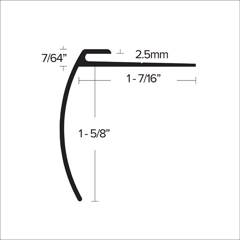Vinyl Stair Nose LVT 625 Etched Aluminum Nickel 3/32" (2.5 mm) x 17/16" x12'
