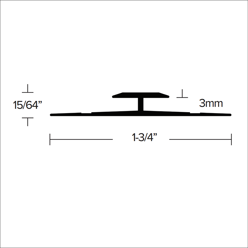 Joiner Vinyl Transition LVT 103 Etched Aluminum Silver 1/8" (3 mm) x 1-3/4" x 12'