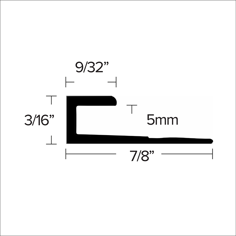 Square Cap Transition LVT 905 Etched Aluminum Black 3/16" (5 mm) x 7/8" x 12'