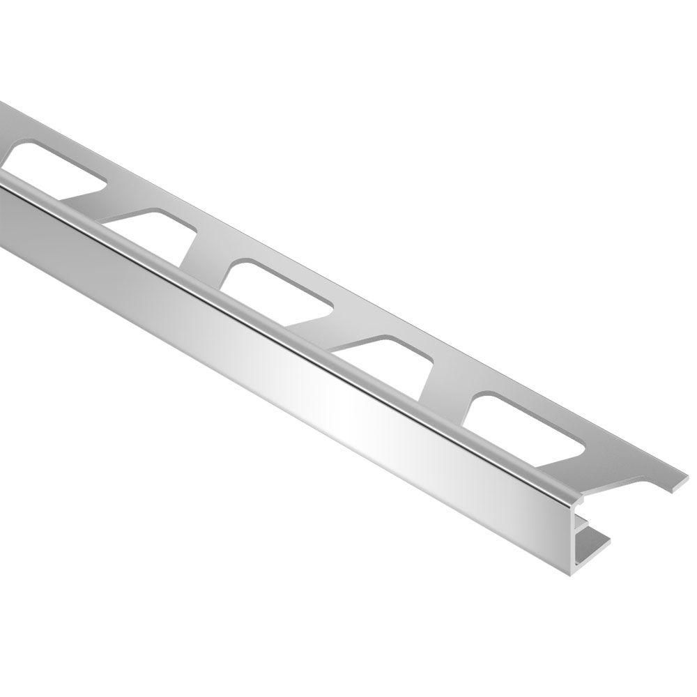 SCHIENE Floor/Wall Edge Profile with Minimum Reveal Anodized Aluminum Polished Chrome 3/8" (10 mm) x 8' 2-1/2"