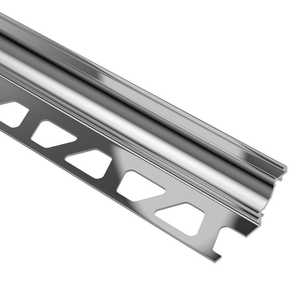 DILEX-AHK Cove-Shaped Profile with 3/8" Radius Anodized Aluminum Polished Chrome 1/2" (12.5 mm) x 8' 2-1/2"