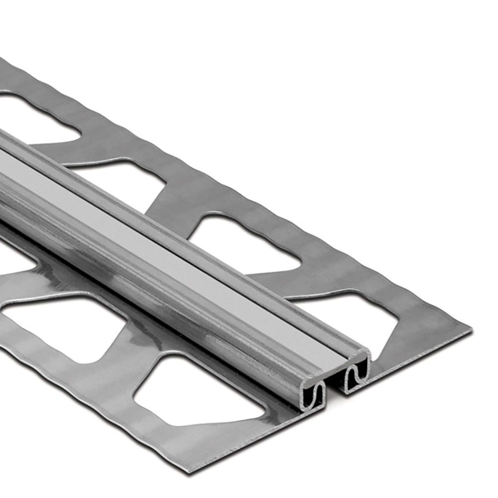 DILEX-EKSB Surface Movement Joint Profile for Thinner Floor Coverings Stainless Steel (V2) with 1/4" Joint Classic Grey 3/32" (2.5 mm) x 8' 2-1/2"