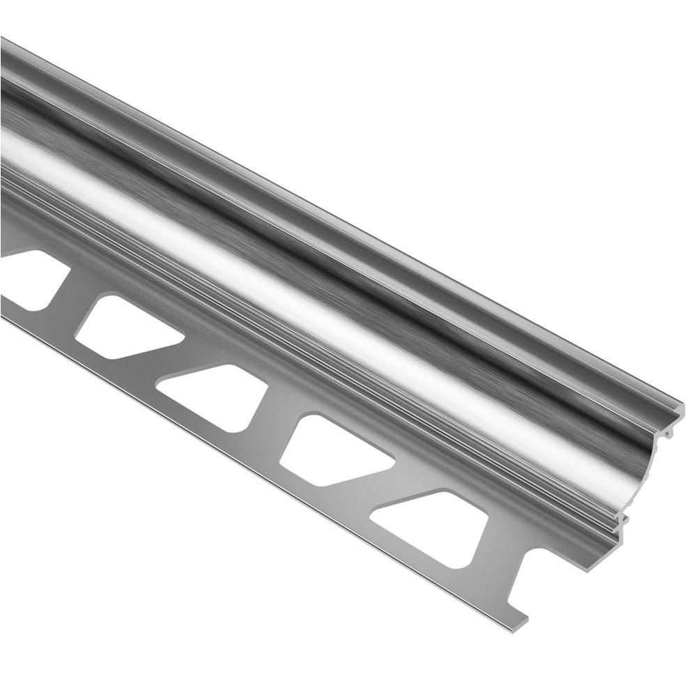 DILEX-AHK Cove-Shaped Profile with 3/8" Radius Aluminum Anodized Brushed Chrome 3/8" (10 mm) x 8' 2-1/2"