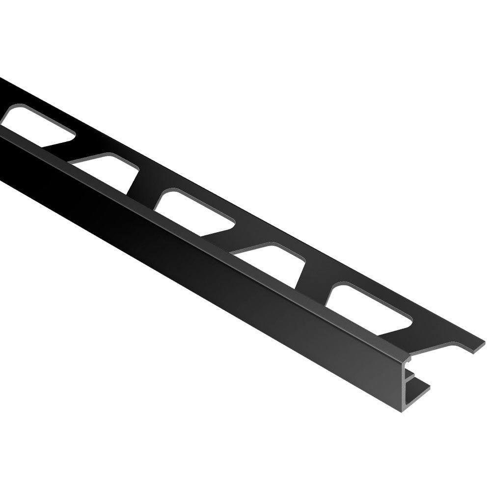 SCHIENE Floor/Wall Edge Profile with Minimum Reveal Anodized Aluminum Bright Black 1/2" (12.5 mm) x 8' 2-1/2"