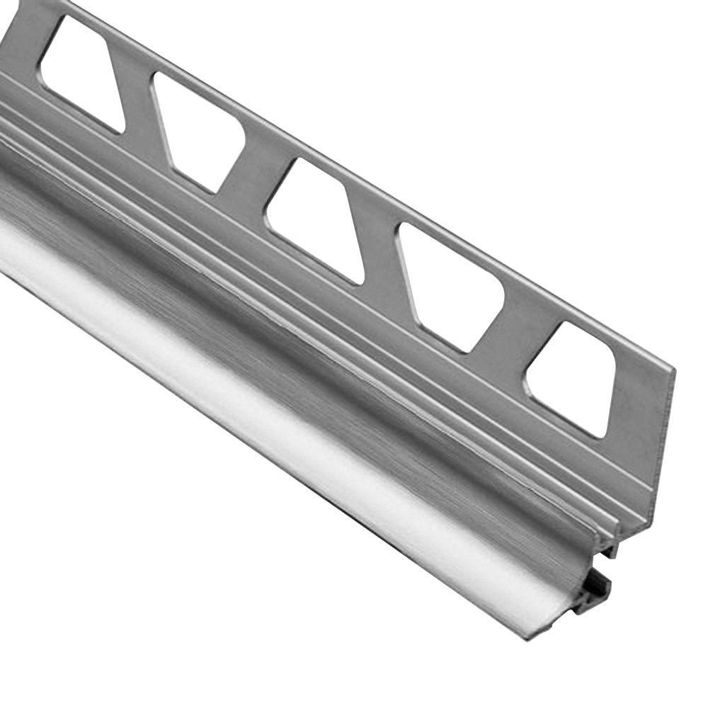 DILEX-AHKA Cove-Shaped Profile with 3/8" Radius Anodized Aluminum Brushed Chrome 1/2" (12.5 mm) x 8' 2-1/2"