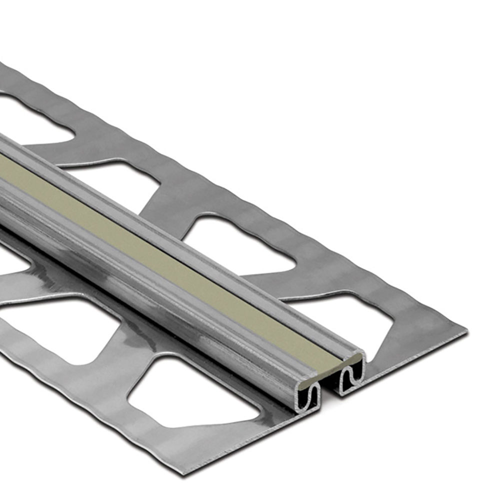 DILEX-EKSB Surface Movement Joint Profile for Thinner Floor Coverings Stainless Steel (V2) with 1/4" Joint Grey 3/32" (2.5 mm) x 8' 2-1/2"