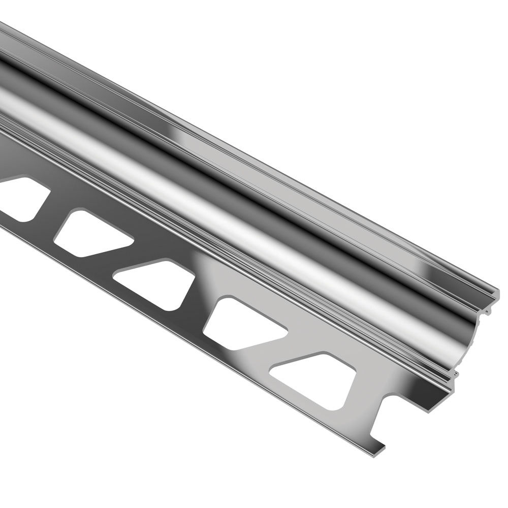 DILEX-AHK Cove-Shaped Profile with 3/8" Radius Aluminum Anodized Polished Chrome 3/8" (10 mm) x 8' 2-1/2"