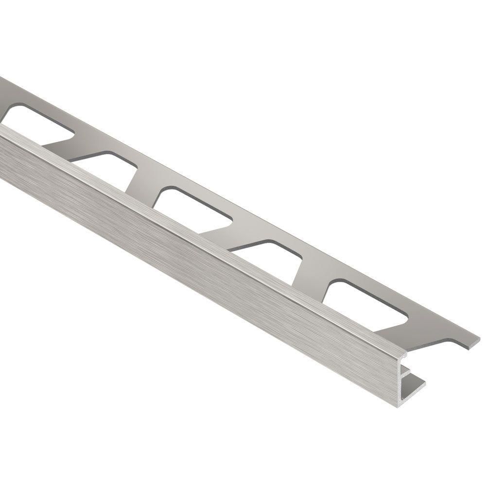 SCHIENE Floor/Wall Edge Profile with Minimum Reveal Anodized Aluminum Brushed Nickel 3/8" (10 mm) x 8' 2-1/2"
