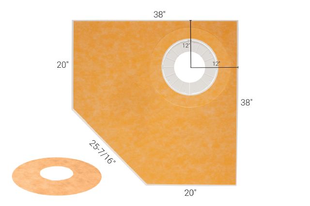 KERDI-SHOWER-TT Base de douche mince avec néo-angle 38" x 38"