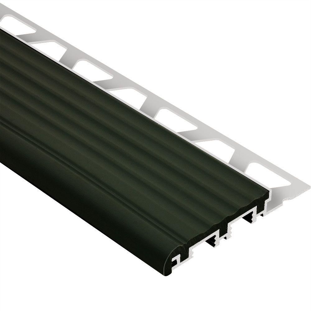 TREP-B Stair-Nosing Profile Aluminum with Black Tread 1/2" (12.5 mm) x 2-1/8" x 8' 2-1/2"